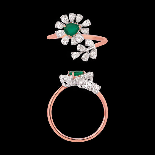 18K Two Tone Gold Diamond Ring - 0.656ct VVS-VS-EF with Colour Stones