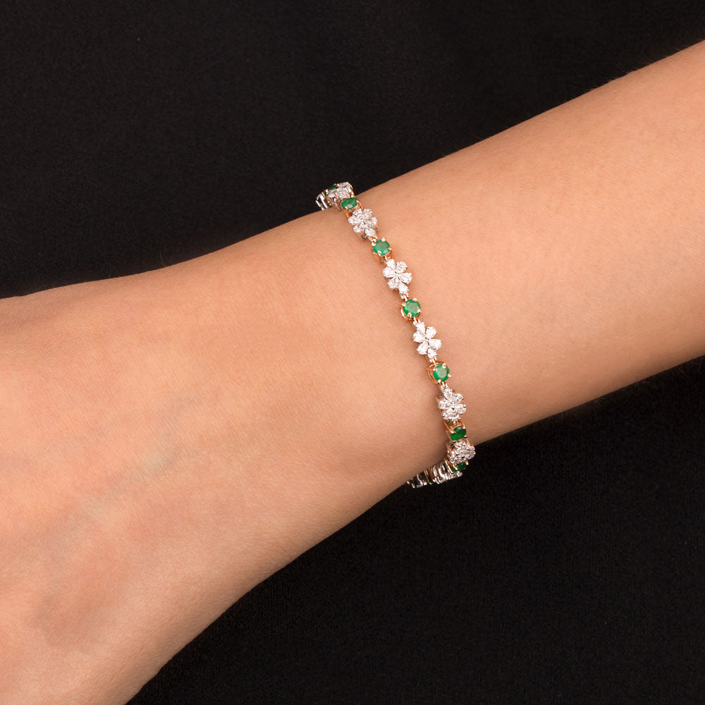 18K Two Tone Gold Diamond Bracelet - 1.822ct VVS-EF with Colour Stones