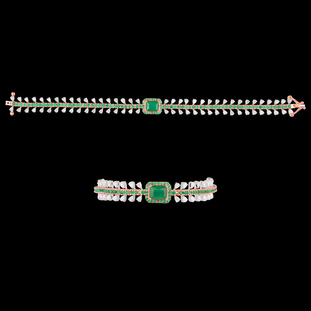 18K Two Tone Gold Diamond Bracelet - 3.238ct VVS-VS-EF with Colour Stones