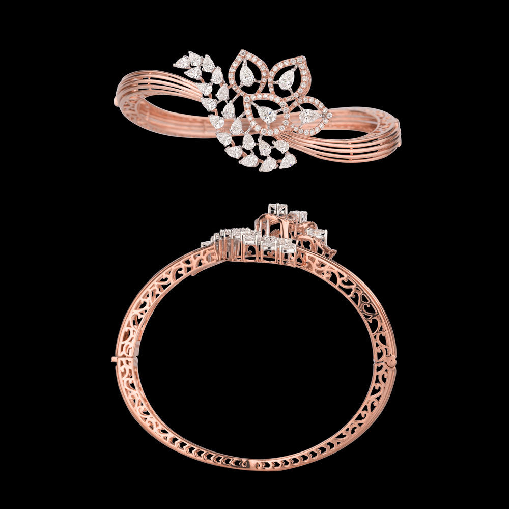 18K Two Tone Gold Diamond Kada - 3.061ct VS-SI-FG