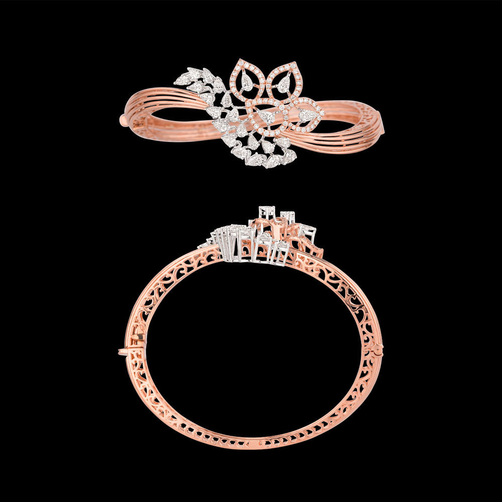 18K Two Tone Gold Diamond Kada - 2.692ct VVS-VS-HI