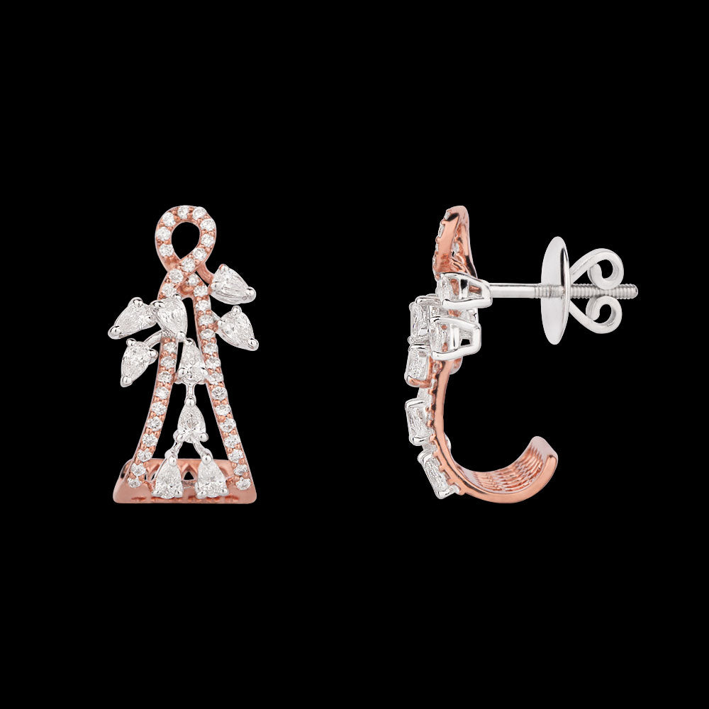 18K Two Tone Gold Diamond Earrings - 1.017ct VS-SI-EF
