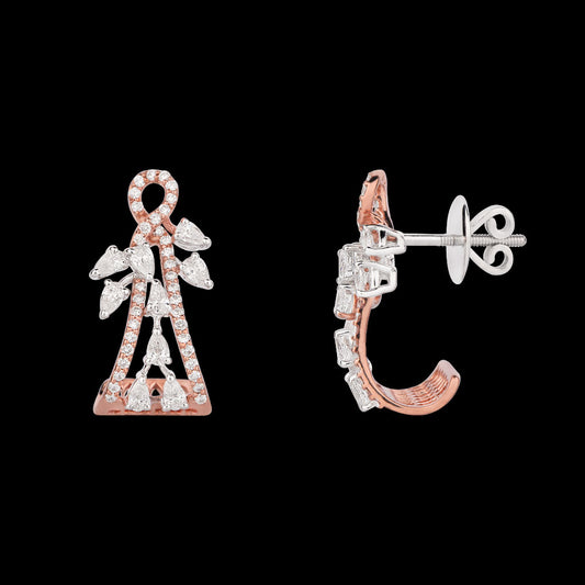 18K Two Tone Gold Diamond Earrings - 1.017ct VS-SI-EF