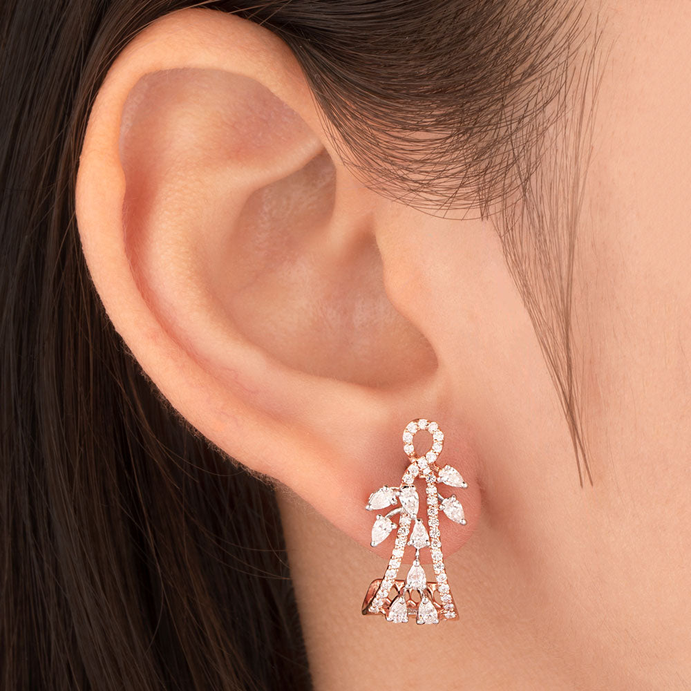 18K Two Tone Gold Diamond Earrings - 1.017ct VS-SI-EF