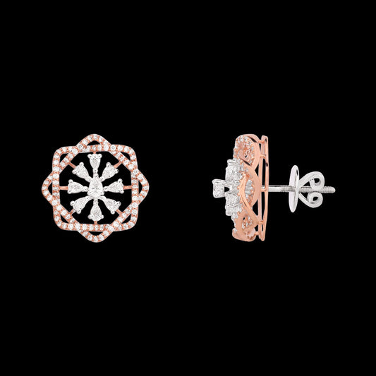 18K Two Tone Gold Diamond Earrings - 1.68ct VS-SI-EF