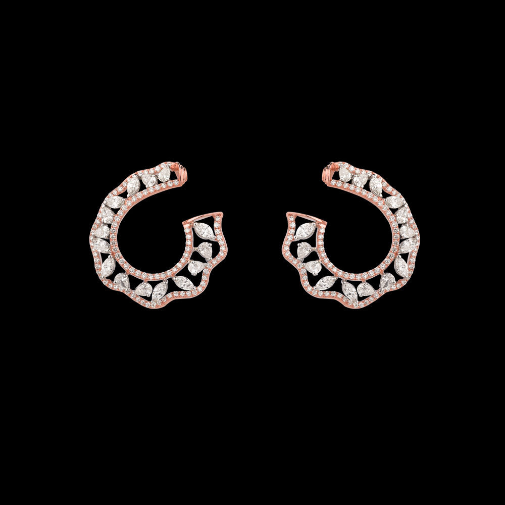 18K Two Tone Gold Diamond Earrings - 3.821ct VVS-VS-GH