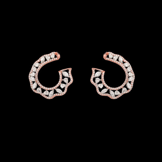 18K Two Tone Gold Diamond Earrings - 3.821ct VVS-VS-GH