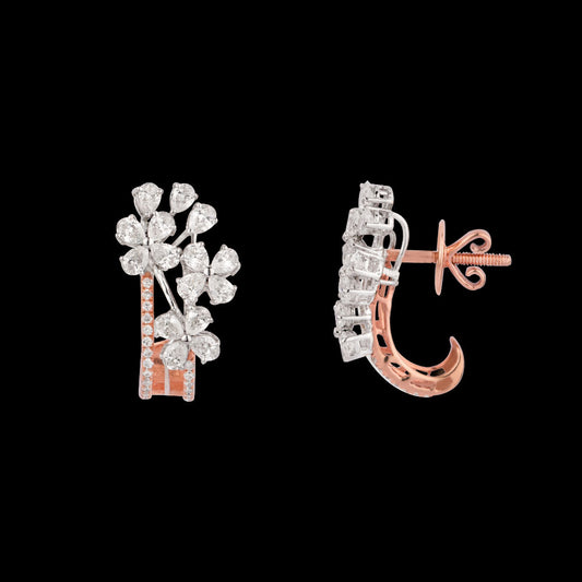 18K Two Tone Gold Diamond Earrings - 2.622ct VS-SI-FG