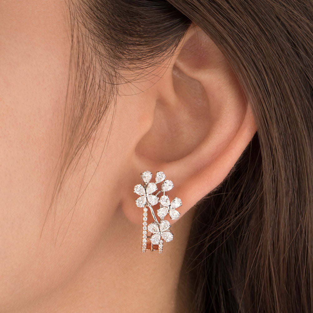 18K Two Tone Gold Diamond Earrings - 2.622ct VS-SI-FG