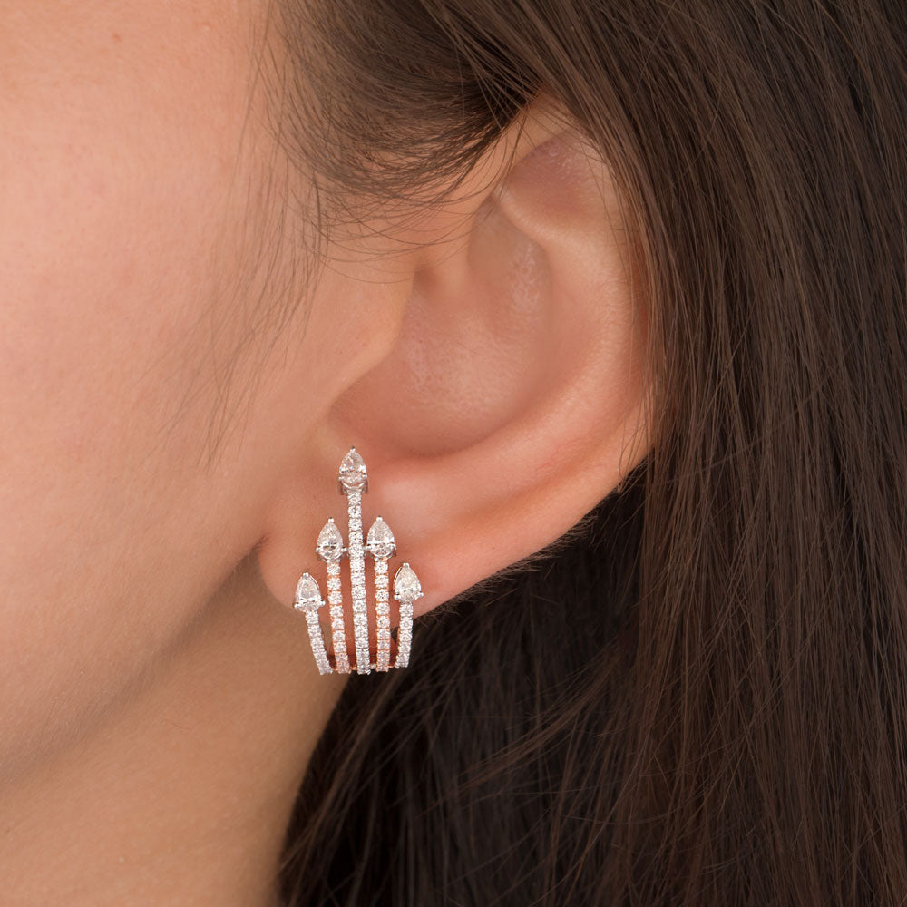 18K Two Tone Gold Diamond Earrings - 1.515ct VS-SI-FG