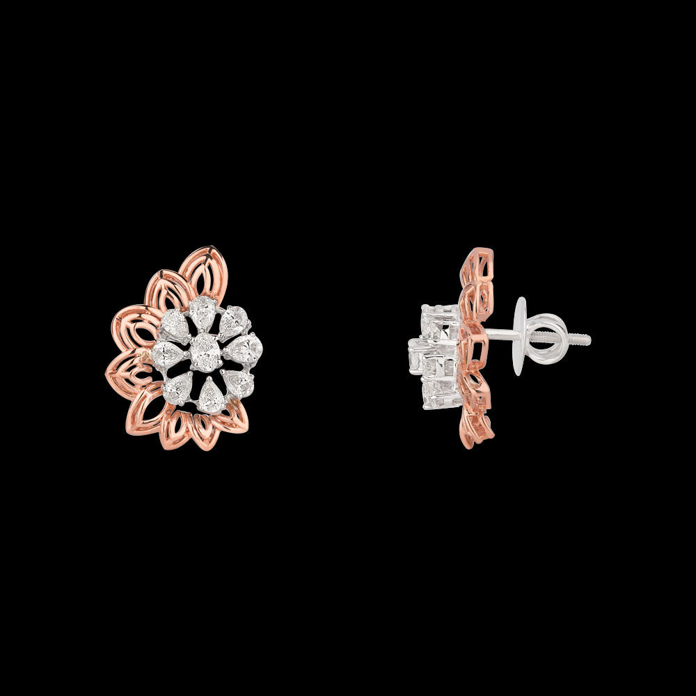 18K Two Tone Gold Diamond Earrings - 1.53ct VS-SI-EF