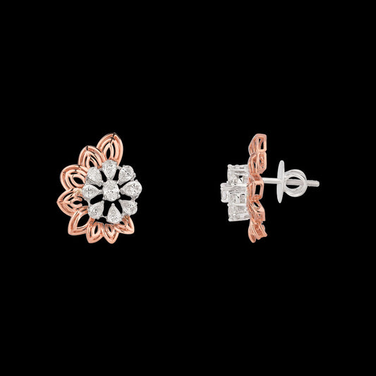 18K Two Tone Gold Diamond Earrings - 1.53ct VS-SI-EF