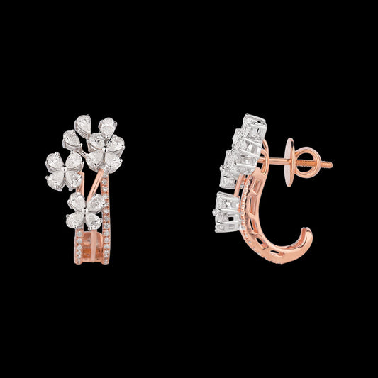 18K Two Tone Gold Diamond Earrings - 2.143ct VS-SI-EF