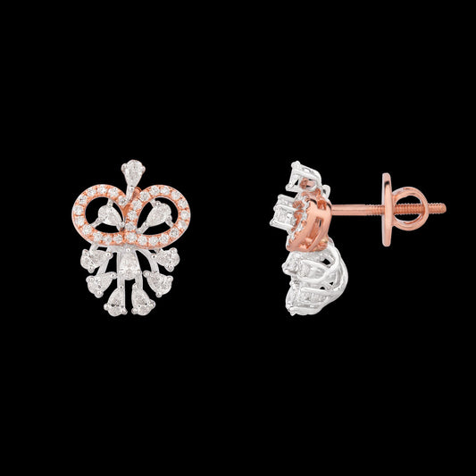 18K Two Tone Gold Diamond Earrings - 0.924ct VS-SI-FG