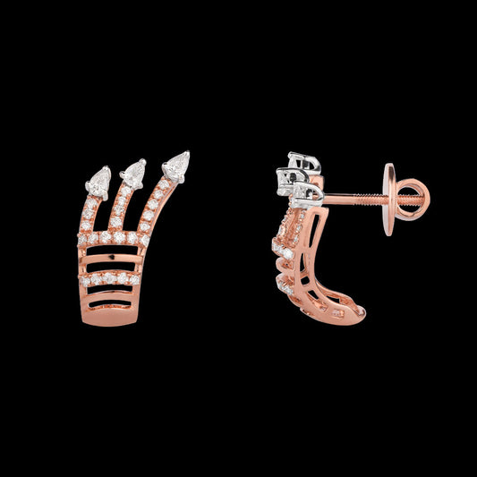 18K Two Tone Gold Diamond Earrings - 0.449ct VS-SI-FG