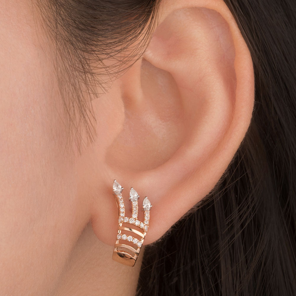 18K Two Tone Gold Diamond Earrings - 0.449ct VS-SI-FG