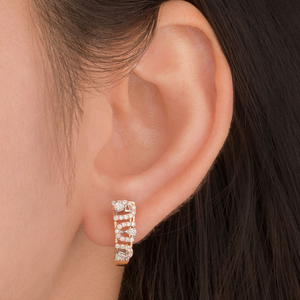 18K Two Tone Gold Diamond Earrings - 0.451ct VS-SI-FG