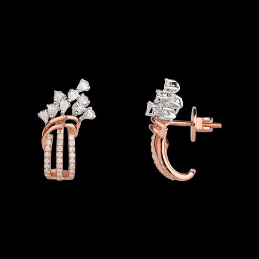 18K Two Tone Gold Diamond Earrings - 0.901ct VS-SI-FG