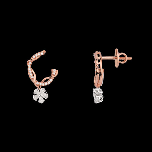 18K Two Tone Gold Diamond Earrings - 0.538ct VS-SI-EF