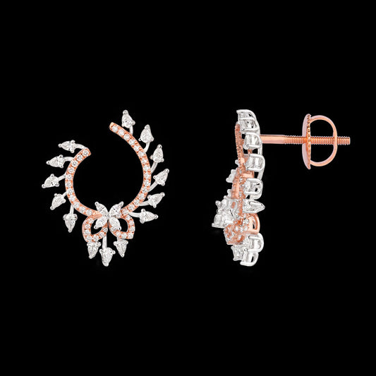 18K Two Tone Gold Diamond Earrings - 1.591ct VVS-VS-EF