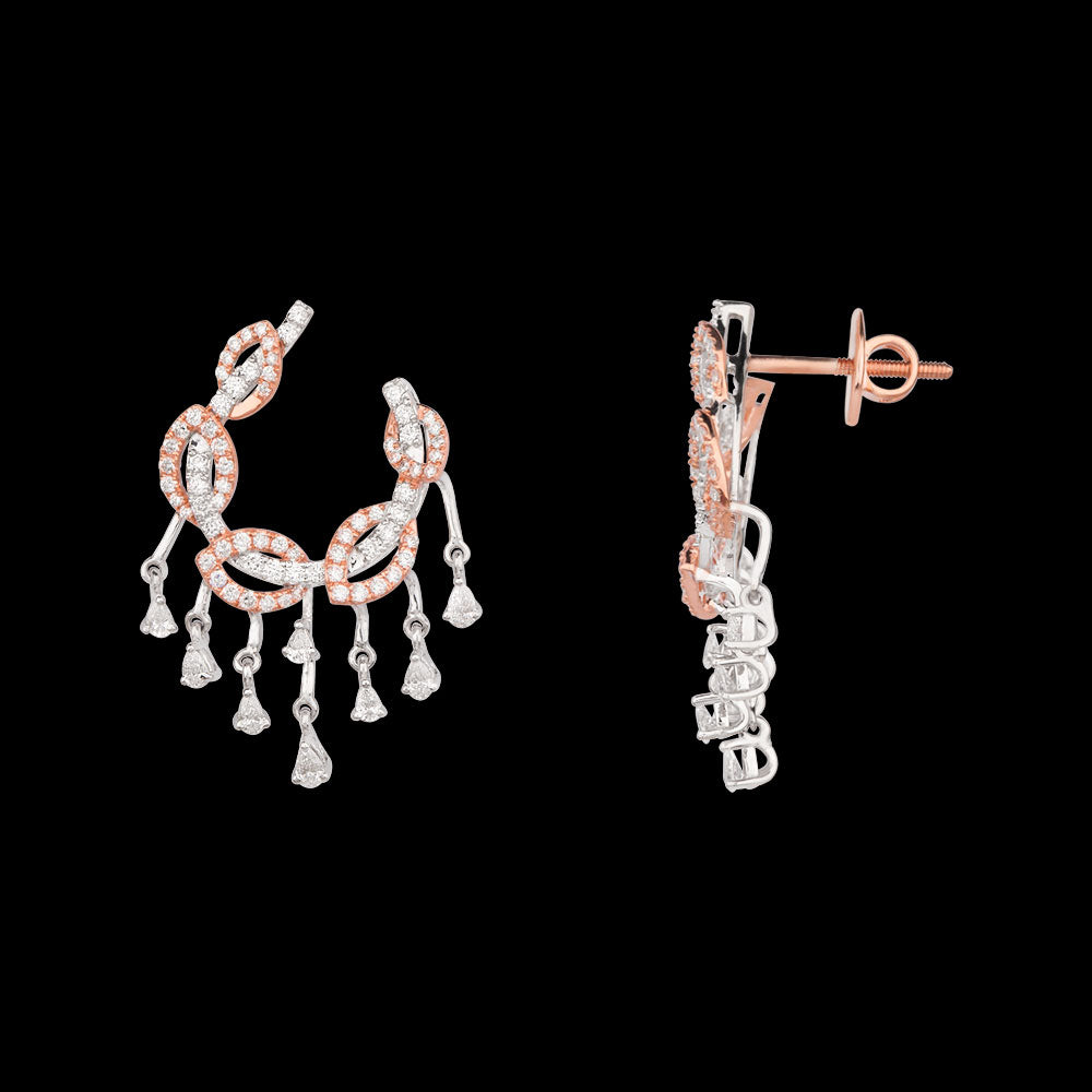 18K Two Tone Gold Diamond Earrings - 1.368ct VVS-VS-EF