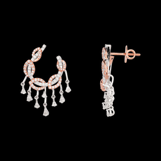 18K Two Tone Gold Diamond Earrings - 1.368ct VVS-VS-EF