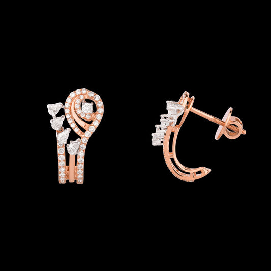 18K Two Tone Gold Diamond Earrings - 0.828ct VVS-VS-EF