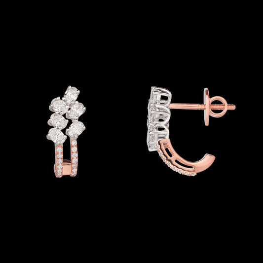 18K Two Tone Gold Diamond Earrings - 1.531ct VS-SI-EF