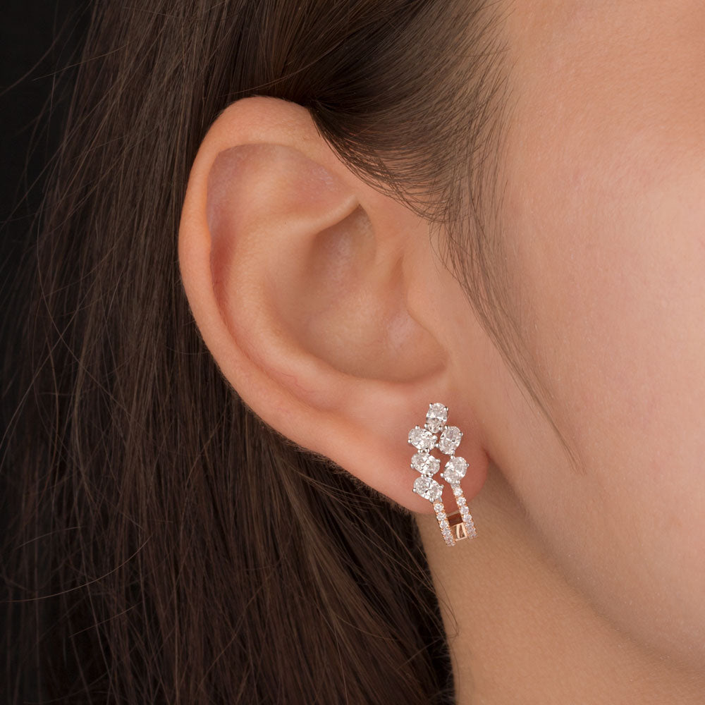 18K Two Tone Gold Diamond Earrings - 1.531ct VS-SI-EF