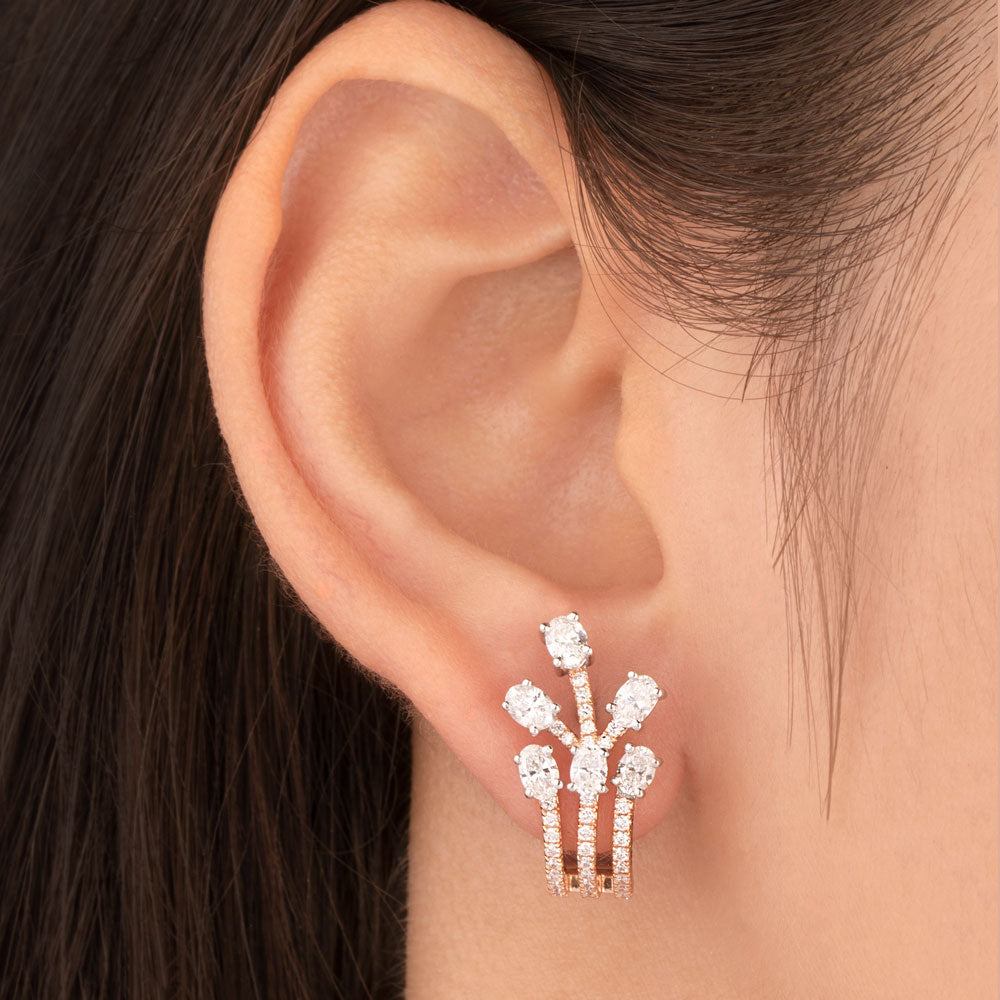 18K Two Tone Gold Diamond Earrings - 1.849ct VS-SI-EF