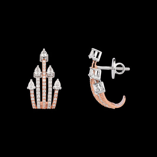 18K Two Tone Gold Diamond Earrings - 1.512ct VVS-VS-EF