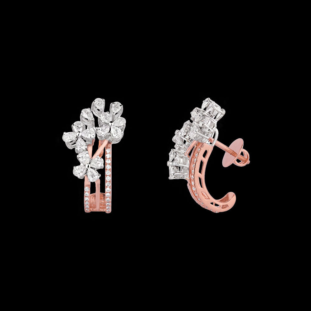 18K Two Tone Gold Diamond Earrings - 1.846ct VVS-EF