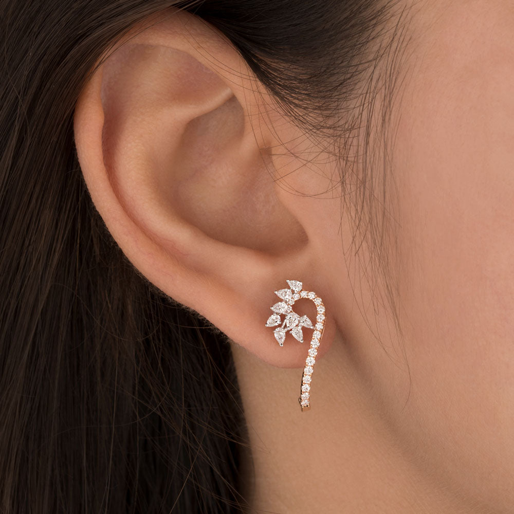 18K Two Tone Gold Diamond Earrings - 0.748ct VVS-EF