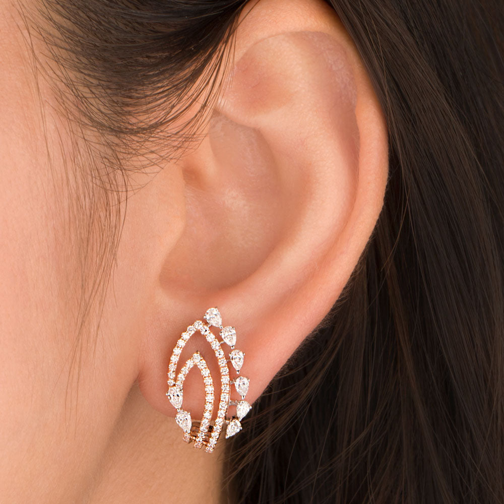 18K Two Tone Gold Diamond Earrings - 1.246ct VVS-VS-EF
