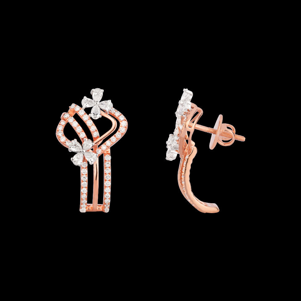 18K Two Tone Gold Diamond Earrings - 1.232ct VVS-VS-EF