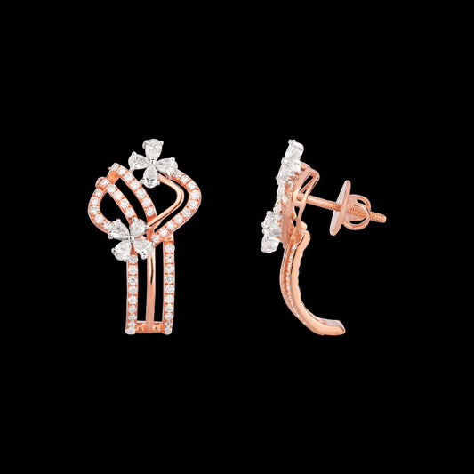 18K Two Tone Gold Diamond Earrings - 1.232ct VVS-VS-EF