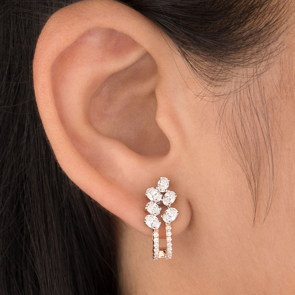 18K Two Tone Gold Diamond Earrings - 1.499ct VVS-VS-EF