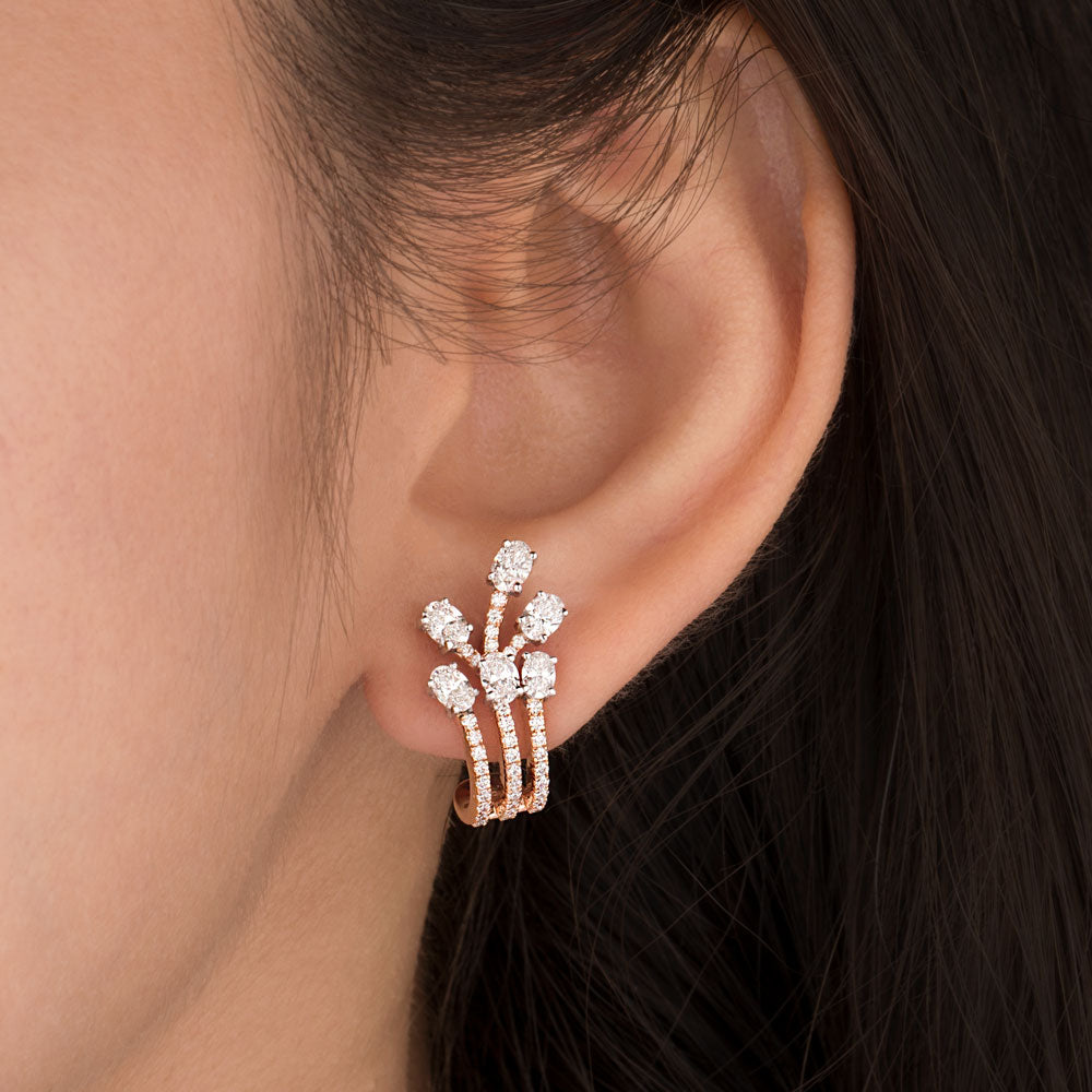18K Two Tone Gold Diamond Earrings - 1.785ct VVS-EF