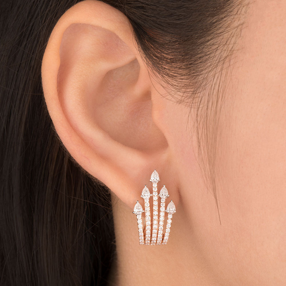 14K Two Tone Gold Diamond Earrings - 1.522ct VS-SI-FG