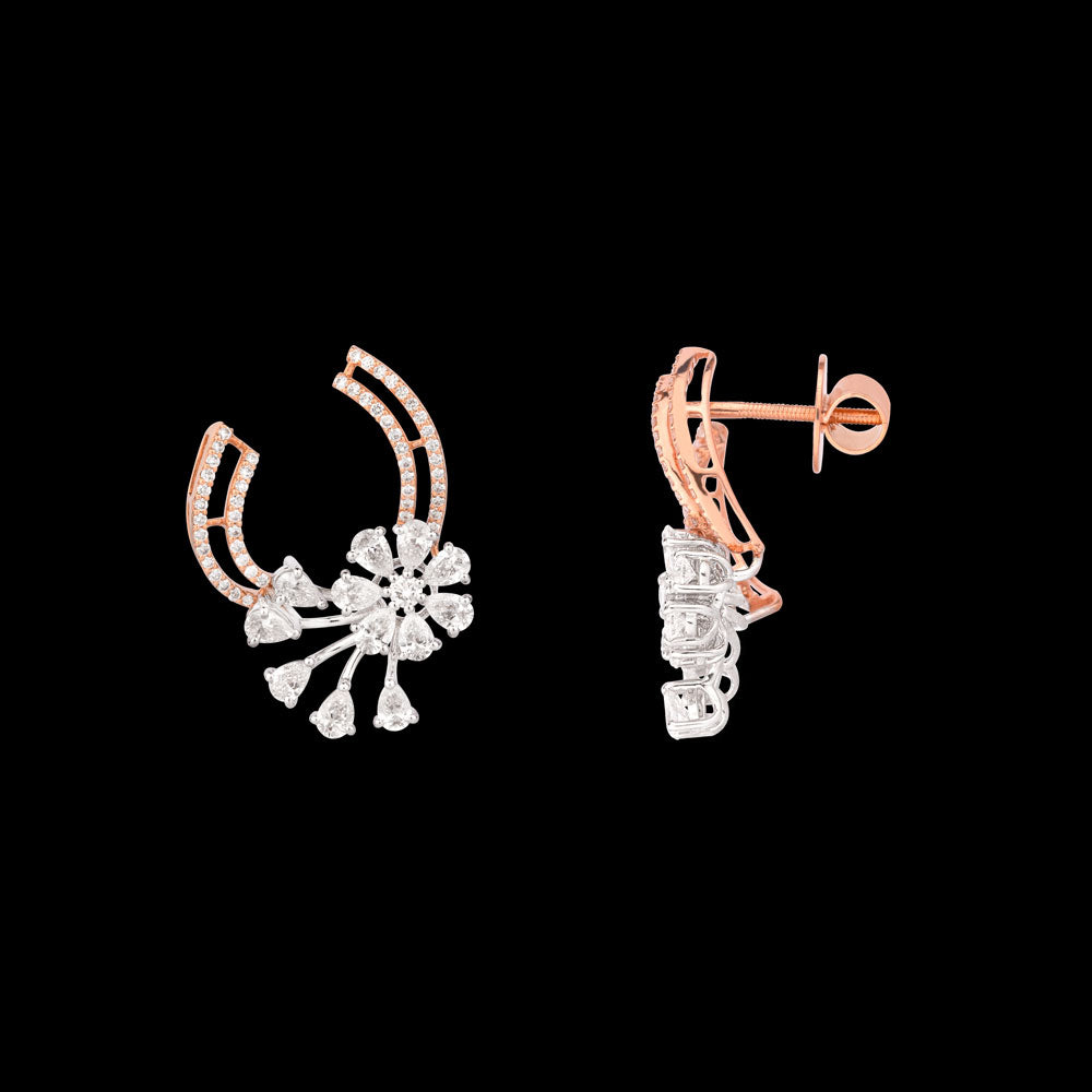 18K Two Tone Gold Diamond Earrings - 2.189ct VVS-VS-EF