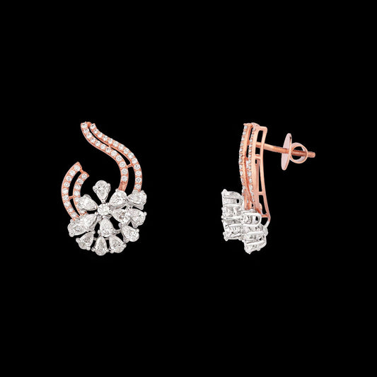 18K Two Tone Gold Diamond Earrings - 2.716ct VVS-VS-EF