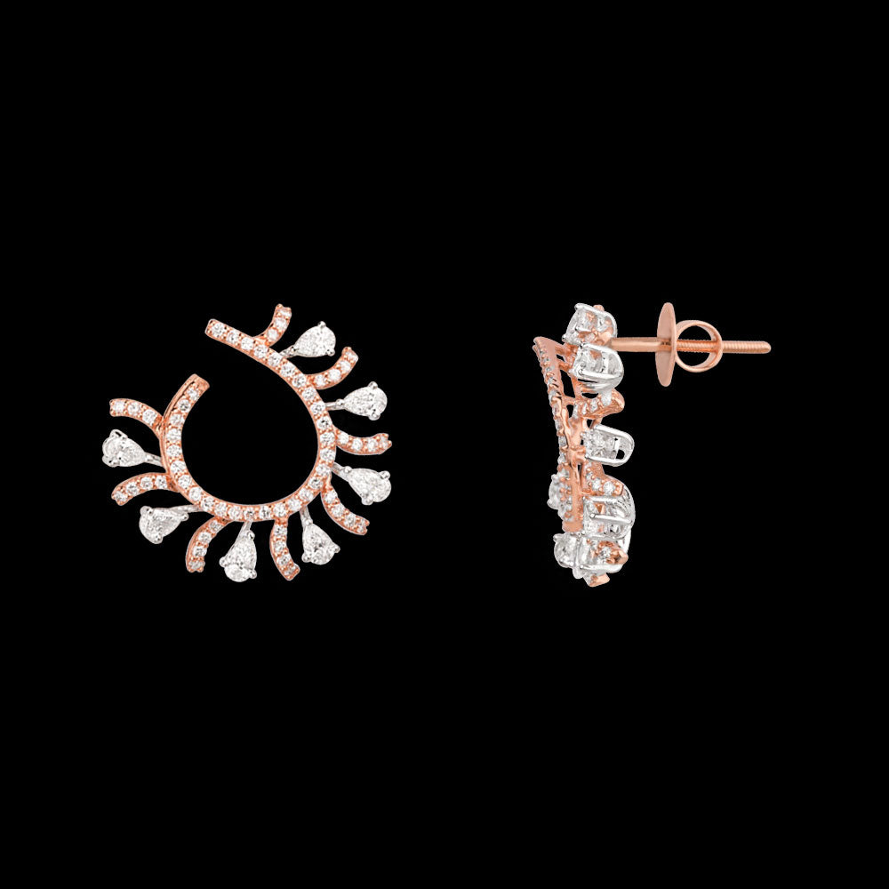 18K Two Tone Gold Diamond Earrings - 2.084ct VS-SI-EF