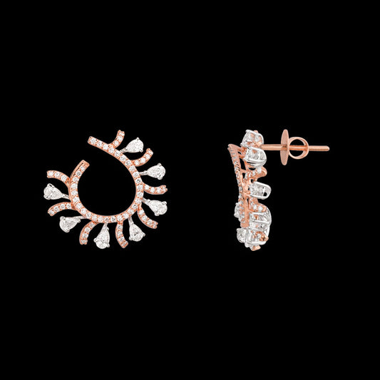 18K Two Tone Gold Diamond Earrings - 2.084ct VS-SI-EF