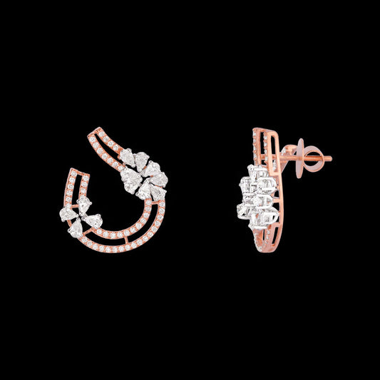 18K Two Tone Gold Diamond Earrings - 2.713ct VS-SI-EF