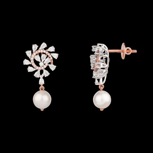 18K Two Tone Gold Diamond Earrings - 1.365ct VS-SI-FG with Colour Stones