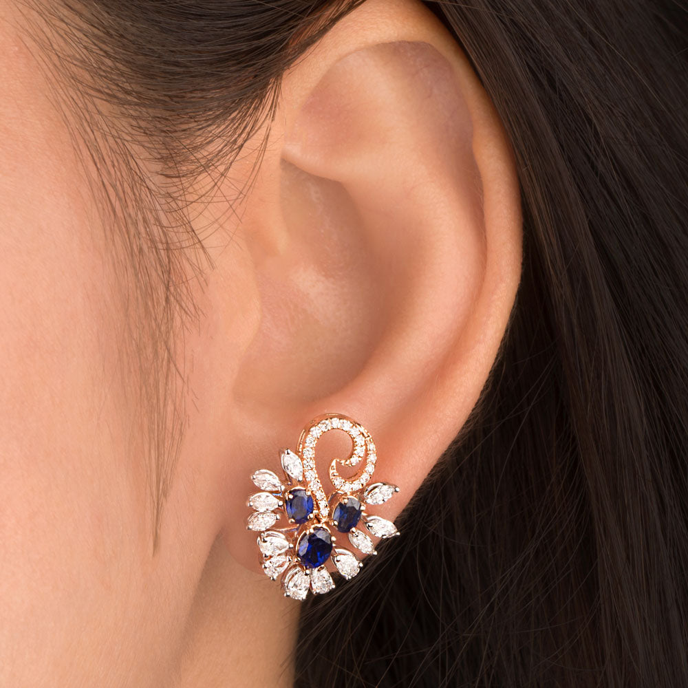 18K Two Tone Gold Diamond Earrings - 5.033ct VS-SI-FG with Colour Stones