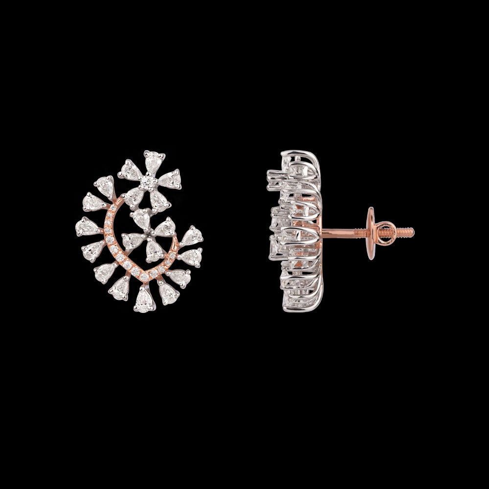 18K Two Tone Gold Diamond Earrings - 1.982ct VVS-VS-FG