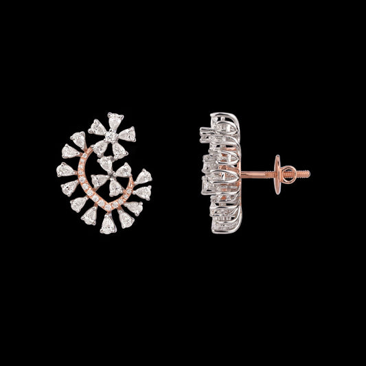 18K Two Tone Gold Diamond Earrings - 1.982ct VVS-VS-FG