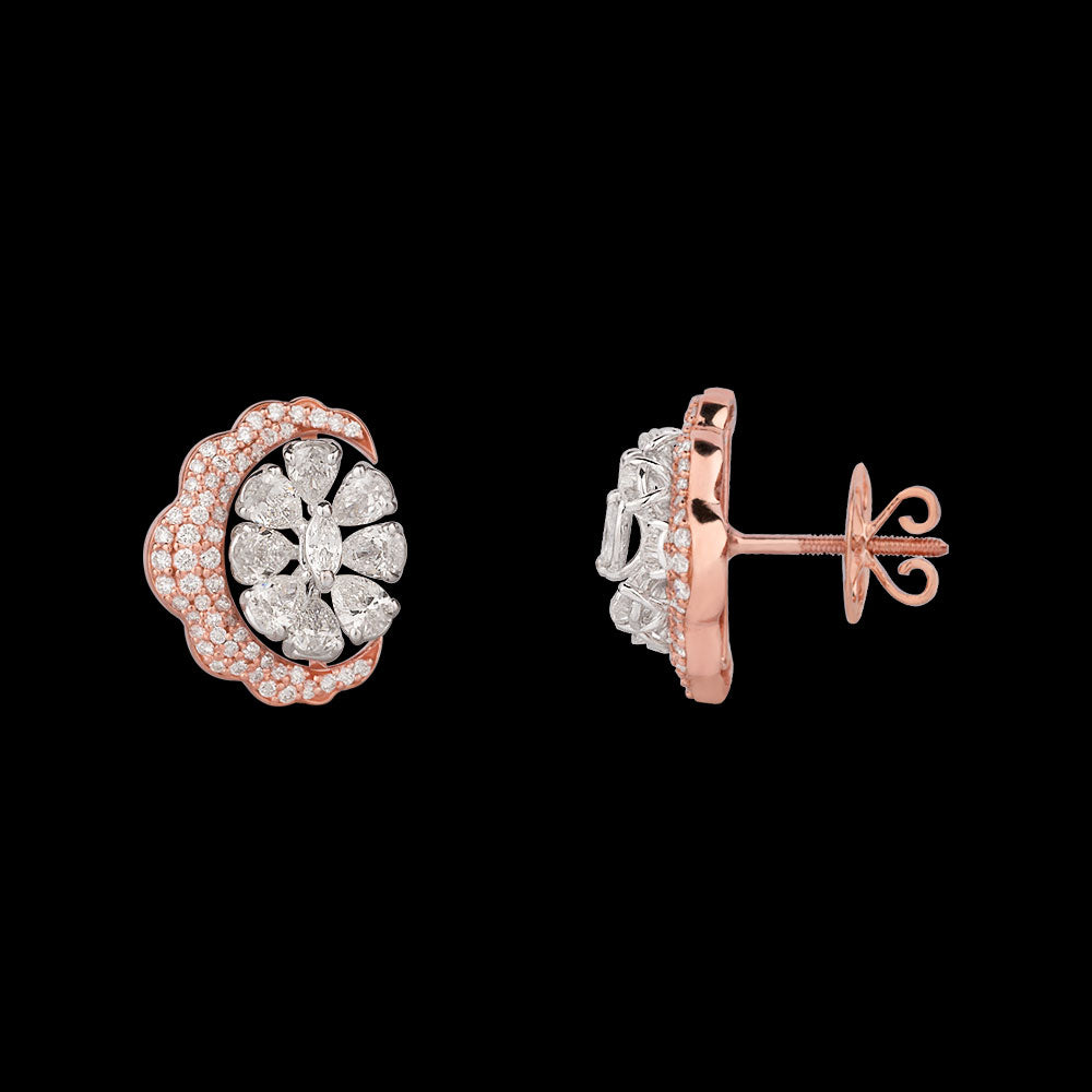 18K Two Tone Gold Diamond Earrings - 3.103ct VS-SI-GH