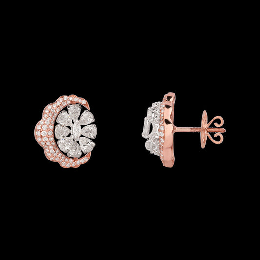 18K Two Tone Gold Diamond Earrings - 3.103ct VS-SI-GH